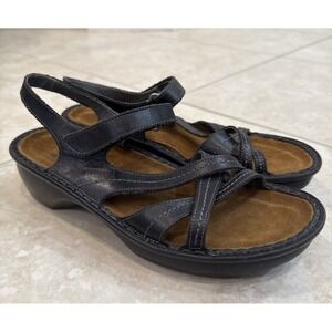 Naot Paris Women's Size EU 39 US Size‎ 8-8.5 Gray Wedge Strappy Leather Sandals